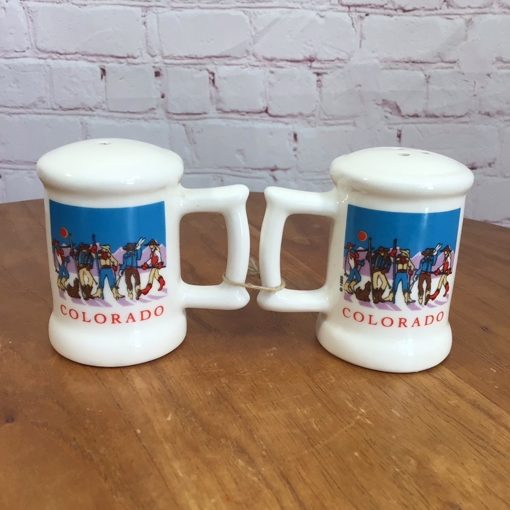 Vintage Colorado Souvenir Stein Ceramic Salt and Pepper Shaker Pair